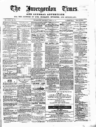 cover page of Invergordon Times and General Advertiser published on April 18, 1888