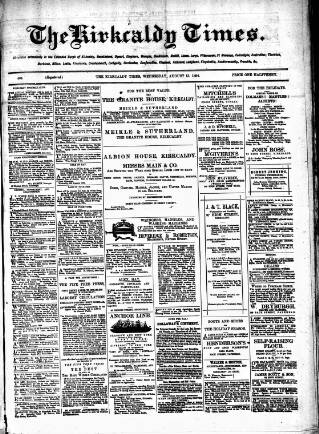 cover page of Kirkcaldy Times published on August 13, 1884