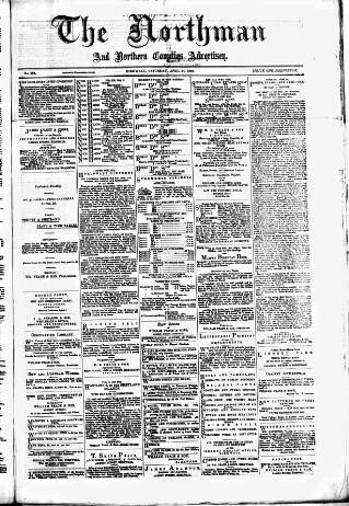 cover page of Northman and Northern Counties Advertiser published on April 24, 1886