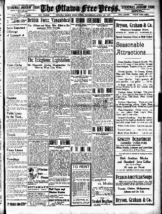 cover page of Ottawa Free Press published on April 23, 1903
