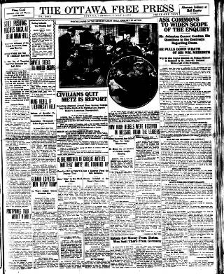 cover page of Ottawa Free Press published on May 4, 1916