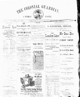 cover page of Colonial Guardian (Belize) published on April 19, 1884