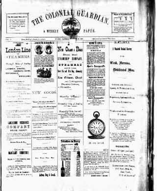 cover page of Colonial Guardian (Belize) published on April 24, 1886