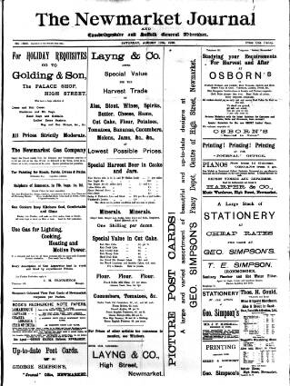 cover page of Newmarket Journal published on August 13, 1910