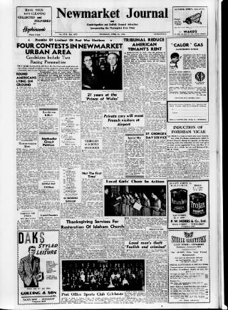 cover page of Newmarket Journal published on April 26, 1956