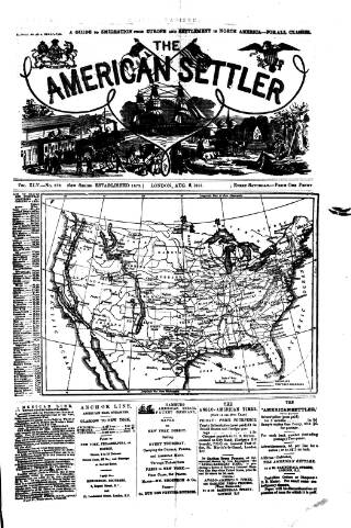 cover page of American Settler published on August 8, 1891