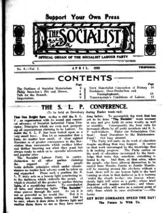 cover page of Socialist (Edinburgh) published on April 1, 1923