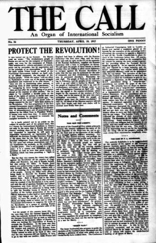 cover page of Call (London) published on April 19, 1917