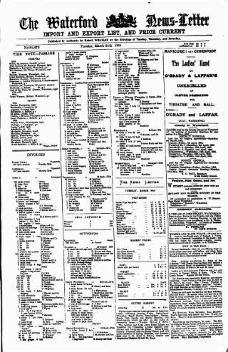 cover page of Waterford News Letter published on March 28, 1905