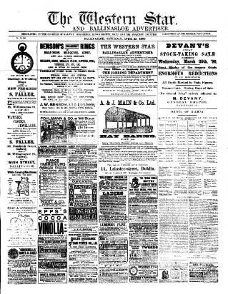 cover page of Western Star and Ballinasloe Advertiser published on April 25, 1896