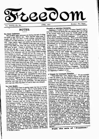cover page of Freedom (London) published on April 1, 1922