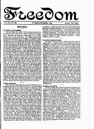 cover page of Freedom (London) published on December 1, 1926