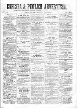 cover page of Chelsea & Pimlico Advertiser published on March 28, 1863