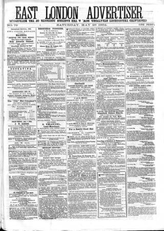 cover page of East London Advertiser published on May 28, 1864
