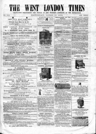 cover page of West London Times published on April 19, 1862