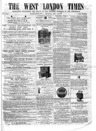 cover page of West London Times published on April 26, 1862