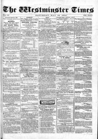 cover page of Westminster Times published on May 14, 1864