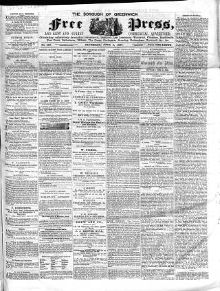 cover page of Borough of Greenwich Free Press published on June 2, 1860