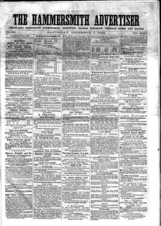 cover page of Hammersmith Advertiser published on December 5, 1863