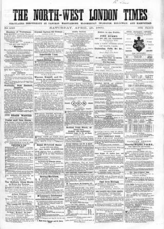cover page of North-West London Times published on April 25, 1863