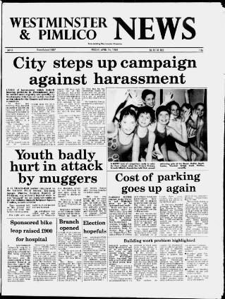 cover page of Westminster & Pimlico News published on April 16, 1982