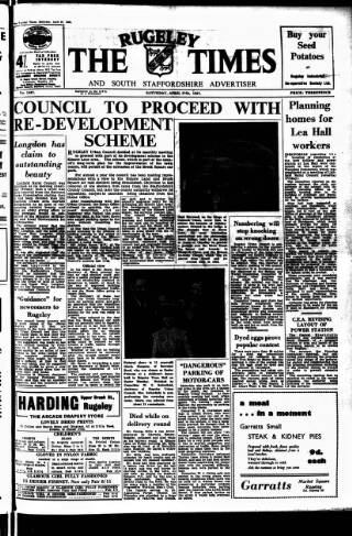 cover page of Rugeley Times published on April 27, 1957