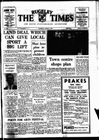 cover page of Rugeley Times published on March 1, 1969