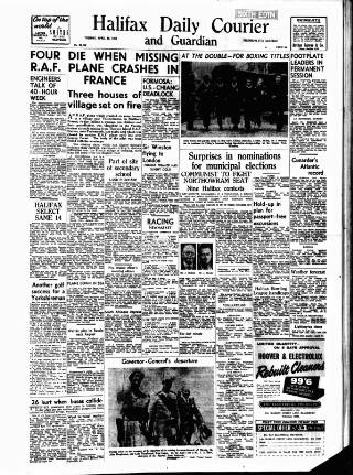 cover page of Halifax Evening Courier published on April 26, 1955