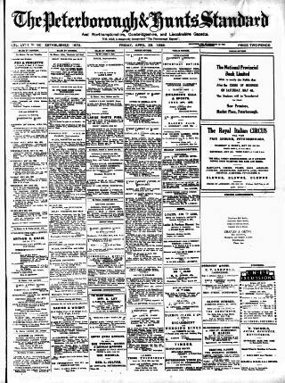 cover page of Peterborough Standard published on April 26, 1929