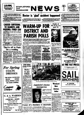 cover page of Stapleford & Sandiacre News published on April 20, 1973