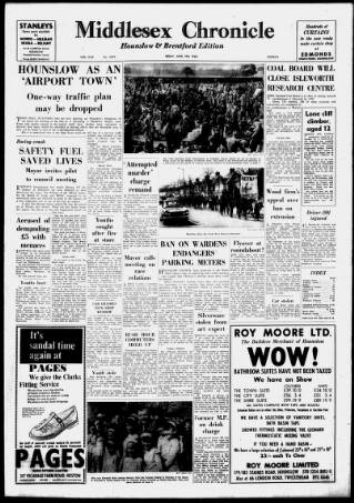 cover page of Middlesex Chronicle published on April 19, 1968