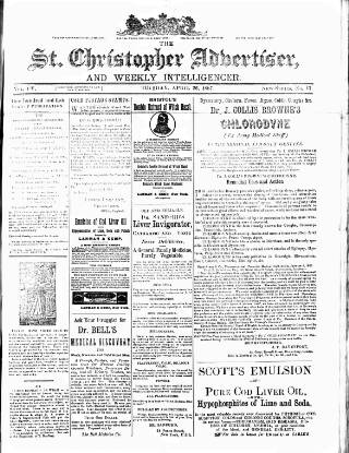 cover page of Saint Christopher Advertiser and Weekly Intelligencer published on April 26, 1887