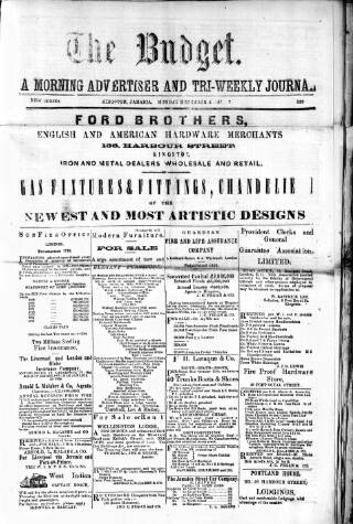 cover page of Budget (Jamaica) published on December 3, 1877