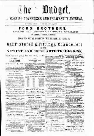 cover page of Budget (Jamaica) published on April 20, 1878