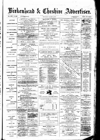 cover page of Birkenhead & Cheshire Advertiser published on August 13, 1884