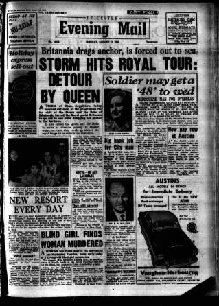 cover page of Leicester Evening Mail published on August 13, 1956
