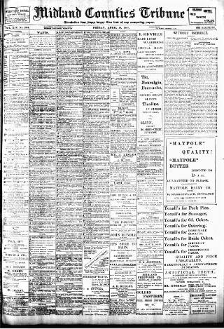 cover page of Midland Counties Tribune published on April 19, 1907