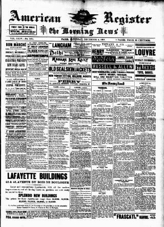 cover page of American Register published on December 5, 1891