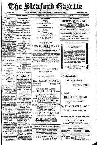 cover page of Sleaford Gazette published on April 19, 1913