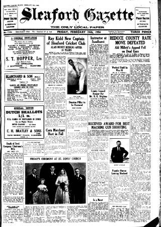 cover page of Sleaford Gazette published on February 24, 1956