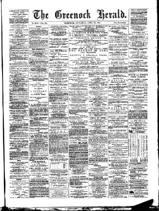 cover page of Greenock Herald published on April 25, 1891