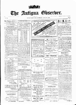 cover page of Antigua Observer published on April 27, 1893
