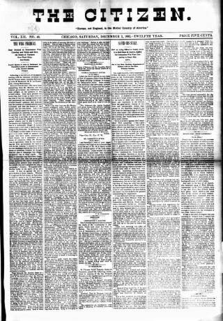cover page of Chicago Citizen published on December 2, 1893