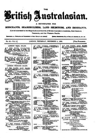 cover page of British Australasian published on December 3, 1885