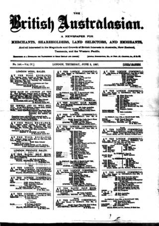 cover page of British Australasian published on June 2, 1887