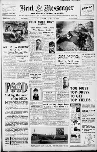 cover page of Kent Messenger published on April 19, 1941