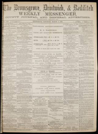 cover page of Bromsgrove & Droitwich Messenger published on March 5, 1881