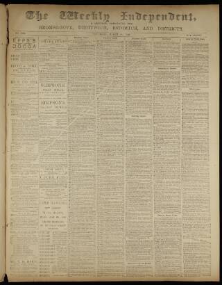 cover page of Weekly Independent (Bromsgrove) published on March 28, 1891