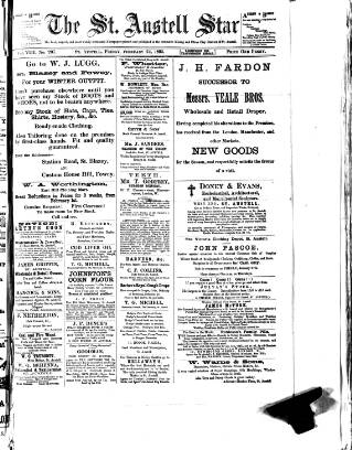 cover page of St. Austell Star published on February 24, 1893