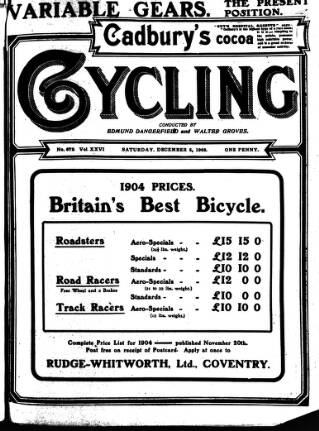 cover page of Cycling published on December 5, 1903
